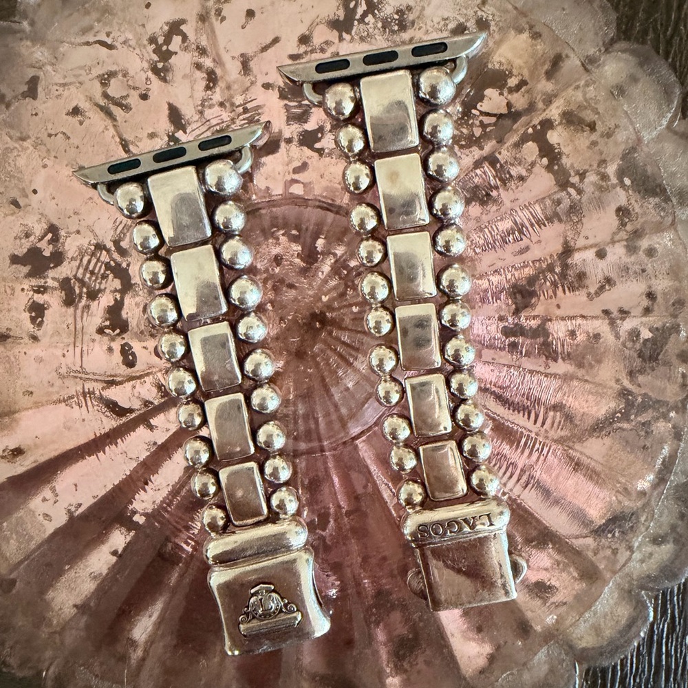 Lagos Silver-Tone Beaded Apple Watch Band Adapter Pair
